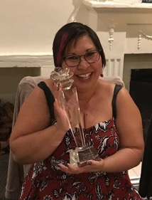 Author Natasha Anders with the Imbali Award